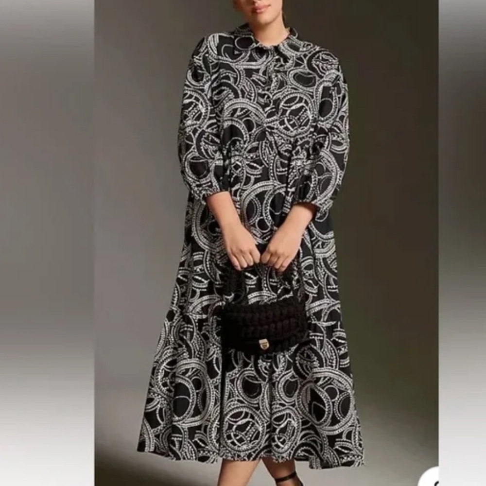 NWT Maeve By Anthropologie The Bettina Tiered Shirt Dress